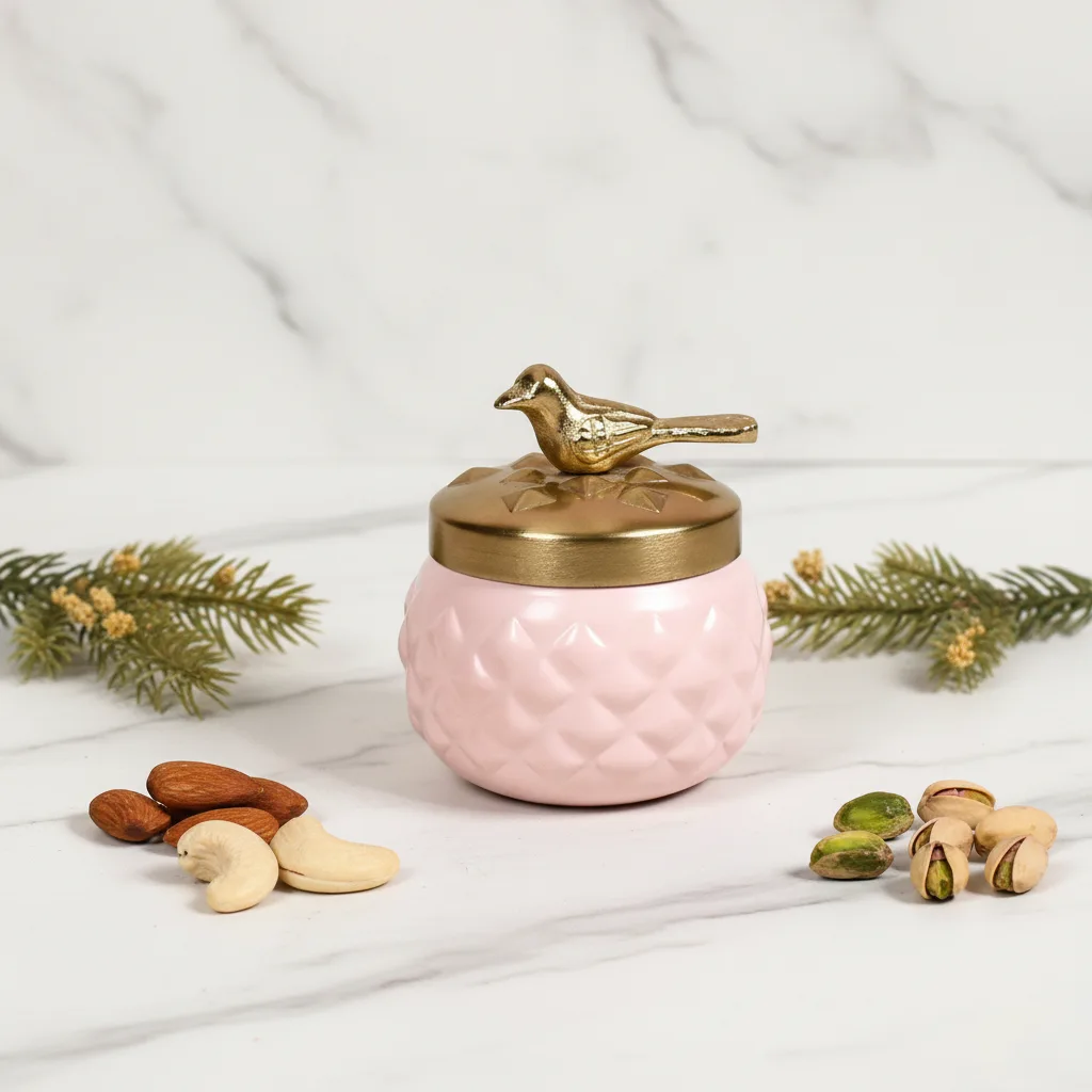 diamond texture metal jar close up design