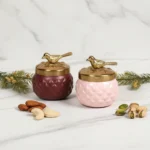 luxury decorative jar with bird shaped knob lid
